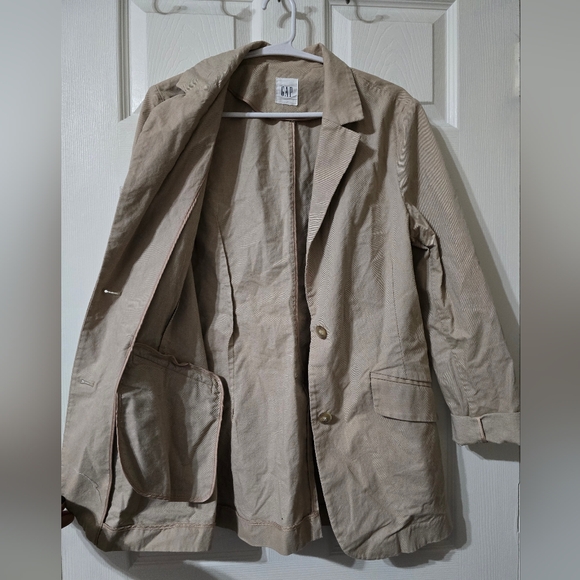 Gap Lightweight Khaki Blazer/Jacket, 100% Cotton, Unlined, Preppy, Sz 12, EUC! - Picture 3 of 13